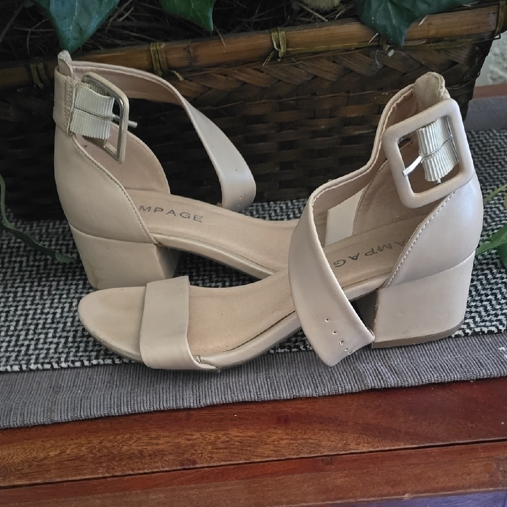 Rampage Cream Heels with Adjustable Ankle Strap